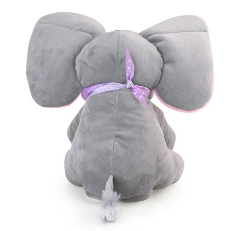 Ear Flappy Singing Baby Elephant Play Peek a Boo Animated Plush Toy (12 inch)