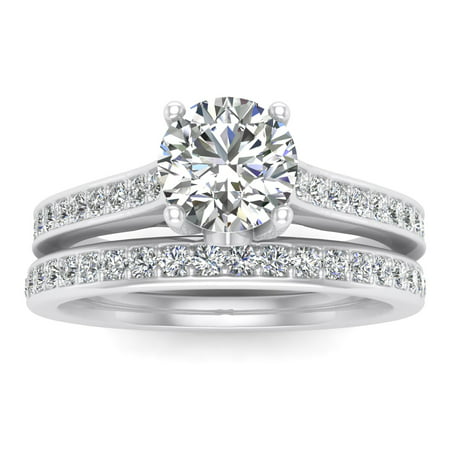 5/8 Carat TW Diamond Bridal Set in 10k White Gold (G-H Color, I1-I2 Clarity, Engagement ring and Wedding Band), 10