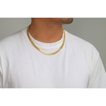 Nuragold 10k Yellow Gold 7.5mm Royal Monaco Miami Cuban Link Chain Necklace, Mens Jewelry with Fancy Box Clasp 18" - 30"