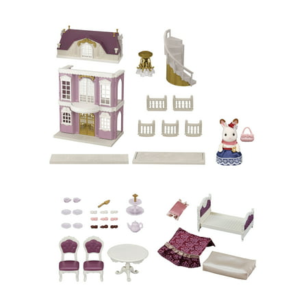 Calico Critters Town Series Elegant Town Manor Gift Set, Dollhouse Playset with Figure, Furniture and Accessories