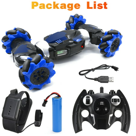 AGNEVE RC Stunt Car w/ Gesture Control 4WD 360? & Double Sided Rotation Toy Car 2.4GHz Hand Controlled Car All-Terrain Dual Mode Twist Remote Control Car with LED Light Music for Kids Gifts BlueBlue,