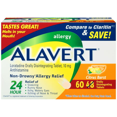 Alavert 24 Hour Orally Disintegrating Tablets Citrus Burst, 60 ea (Pack of 2)