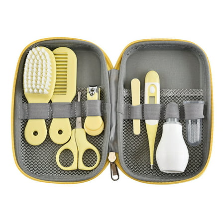 Abanopi Portable Baby Grooming Kit Baby Safety Care Set Nail Nail File Brush Comb Nasal Aspirator Scissors Electronic TherYellow,