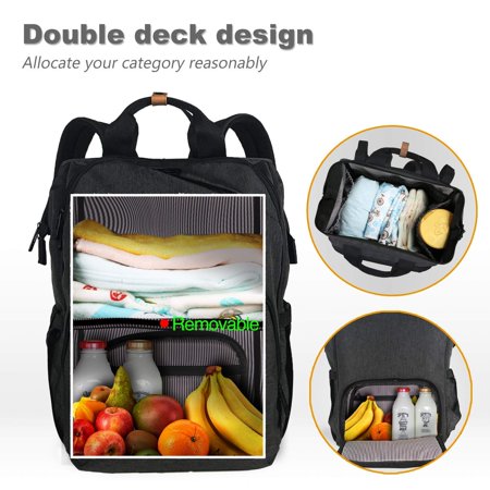 Hap Tim Baby Diaper Bag Backpack Large Capacity Double Compartment with Stroller Straps,Waterproof Nappy Bag Backpack for Newborn Mother/Father(US7340-DG)Black,