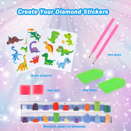 Toys for Kids Boys Age 5 6 7 Year Old, Arts and Craft Kits for 6-8 Year Olds Girls Boys DIY Diamond Painting Stickers for Kids Craft Sets for Kids Age 5 6 7 8 Dinosaur Toys for 6-12 Year Old Kids BoysDinosaur,
