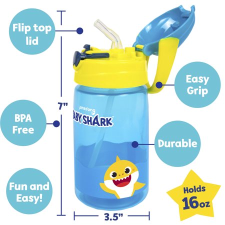 Baby Shark Decorate Your Own Water Bottle by Creative Kids - 40+ Baby Shark Stickers to Make Water Bottle Art - BPA Free Kids Water Bottle - Arts & Crafts Fun Activity Gifts For Girls Age 3+