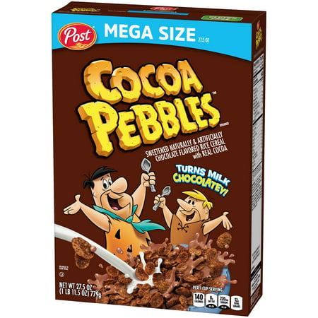 Post Cocoa Pebbles Breakfast Cereal, Cocoa Flavored Cereal, 27.5 oz