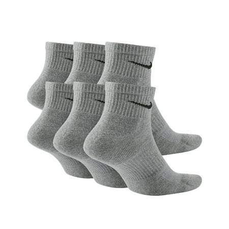 Nike Everyday Plus Cushion Ankle Socks - 6 Pair Pack Large, Dark Grey Heather/Black, L