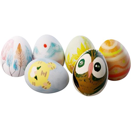 Dan&Darci Easter Egg Squishy Painting Kit - Arts and Crafts for Girls and Boys - Kids Art Activities - Craft Gift for Kids Ages 4-10 year old Girls - Decorate 6 Slow Rising White Squishies with Paint