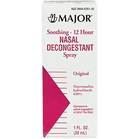 Major 12-Hour Nasal Decongestant Spray, OTC Medicine for Nasal Congestion 1 oz.
