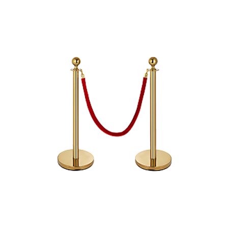 VEVOR 6pcs Gold Stanchion Post, 4 Red Velvet Ropes Queue Rope Barriers, 38in Crowd Control Barrier Queue Line, Crowd Control Poles, for The Ceremony, Museums, Gold
