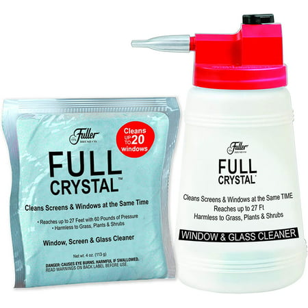 Fuller Brush Crystal Window, Screens, and Outdoor Surfaces Cleaner Bottle with 4 Ounce Crystal Powder