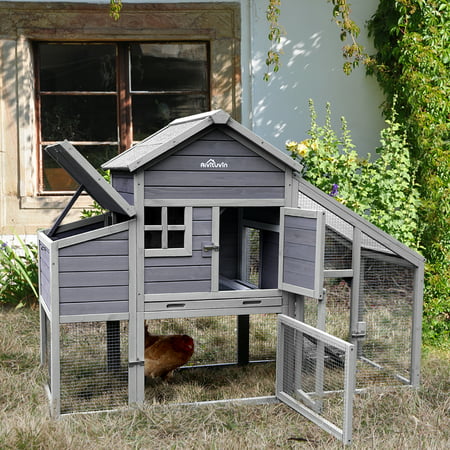 Morgete Chicken Coop for 2-4 Hens, Wood Hen House with Nest Box, chicken coop