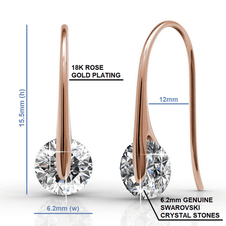 Cate & Chloe McKayla Wonderous 18k Rose Gold Earrings with Swarovski Crystals, Drop Dangle Earrings, Best Silver Earrings for Women, Special Occasion Jewelry - MSRP $126Rose Gold,