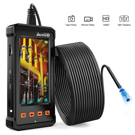 Oiiwak 15M Industry Endoscope HD 1080P Endoscope Inspection Camera with 4.3inch Screen 8.5mm Len with 8G TF Card IP68 Waterproof Industrial Borescope Snake Camera with 6 LEDs , 49.2FT