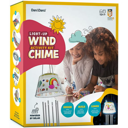 Dan&Darci Make Your Own Solar-Powered Light-Up Wind Chime Kit - Build & Design your DIY Chimes in 3 Easy Steps - Kids art Projects Kits - Children's STEM Fun Science Craft Gift Set