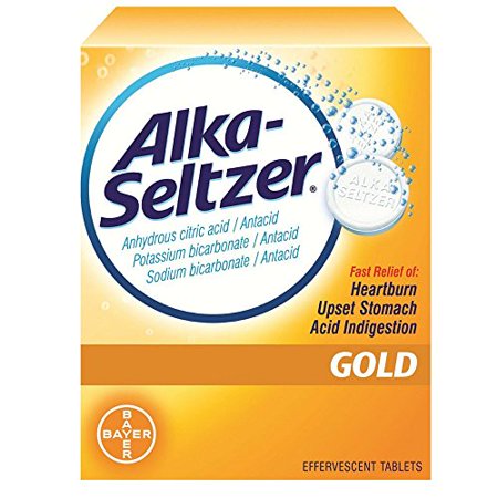 Alkalka Seltzer Gold Effervescent Heartburn Relief Antacid Tablets Without Aspirin - 36 Ct, 6-Pack