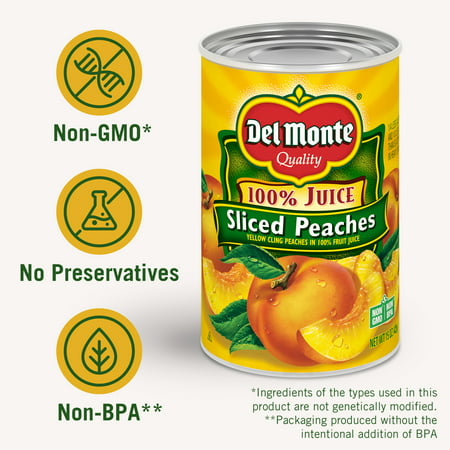 Del Monte Sliced Peaches, Canned Fruit, 15 oz Can