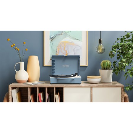 Victrola Re-Spin Sustainable Bluetooth Suitcase Record Player- Light Blue | Walmart Exclusive, Light Blue