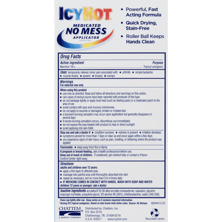 ICY HOT Medicated No Mess Applicator Pain Relieving Liquid 2.50 oz (Pack of 2)