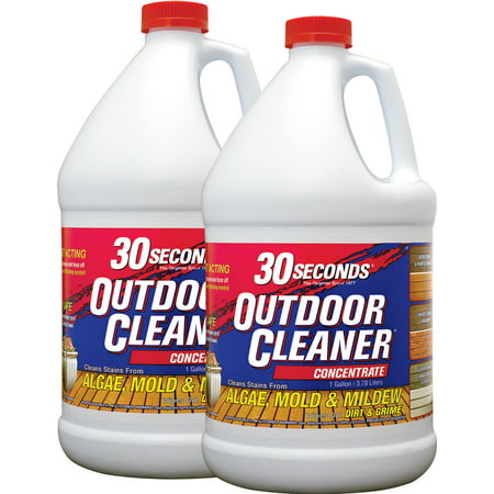 30 SECONDS Outdoor Cleaner Concentrate - Rapid Results- Cleans stains from algae, mold and mildew from fences, siding, concrete, deck - 2 PACK, 1 Gallon