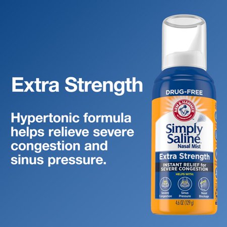 2 Pack - Simply Saline Adult Nasal Mist Extra Strength For Severe Congestion 4.6 oz Each