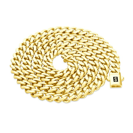 Nuragold 10k Yellow Gold 6mm Royal Monaco Miami Cuban Link Chain Necklace, Mens Jewelry with Fancy Box Clasp 18" - 30"