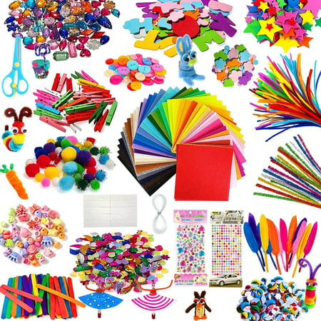 YANSION 1000Pcs DIY Arts and Crafts Supplies Craft Art Supply Kit, D.I.Y. Crafting Collage Arts Set for Kids Toddlers Age 3+, Educational Toy Set for Boys and Girls