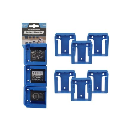 StealthMounts - Blue Battery Mounts for Hart 20v | Battery Holders | Package of 6