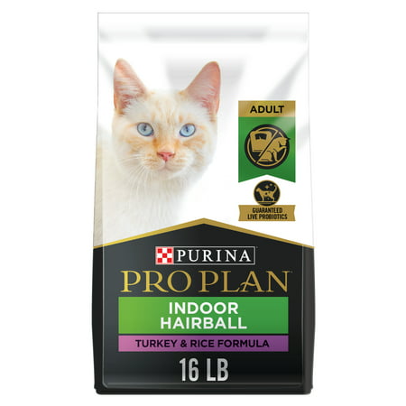 Purina Pro Plan Hairball Management, Indoor Cat Food, Turkey and Rice Formula, 16 lb. Bag, Turkey and Rice, 16 lbs