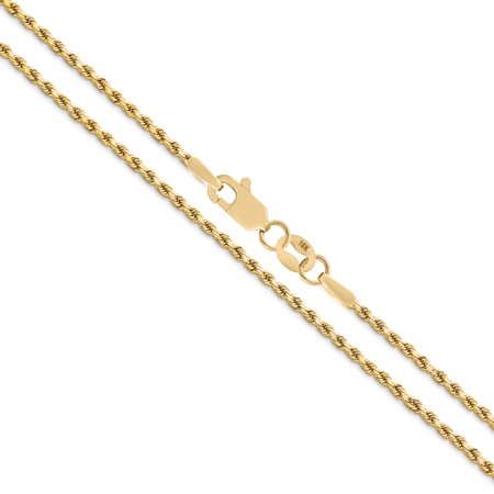 Orostar 10K Yellow Gold 2mm Diamond Cut Rope Chain Necklace, 16" - 24"