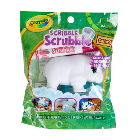 Crayola Scribble Scrubbie Safari Animals, Color & Wash 1ct, Stocking Stuffers for Kids, Ages 3+