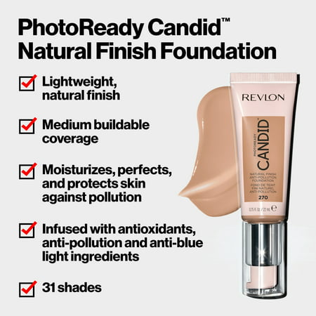 Revlon PhotoReady Candid Natural Finish Anti-Pollution Foundation, 440 Caramel, 0.75 fl oz.Caramel,