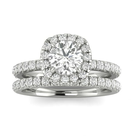 1.00ctw Diamond Halo Bridal Set Engagement Ring in 14k White Gold (1.00ctw,I2-I3, G-H), 8