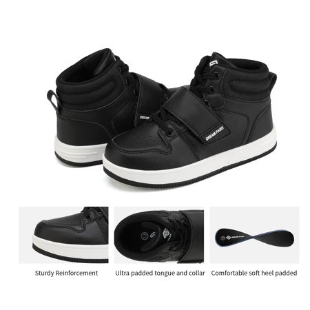 Dream Pairs Kids Boys & Girls Fashion High Top Sneaker Youth Fashion Basketball Shoes FREESTYLE-K BLACK Size 8, Black, 8 toddler