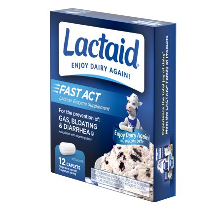 Lactaid Fast Act Lactose Intolerance Caplets, 12 Travel Packs of 1-ct.