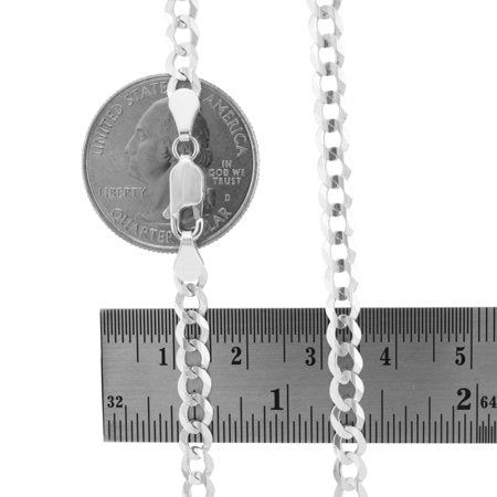 Nuragold 10k White Gold 5mm Solid Cuban Link Chain Curb Pendant Necklace, Mens Jewelry with Lobster Clasp 16" - 30"