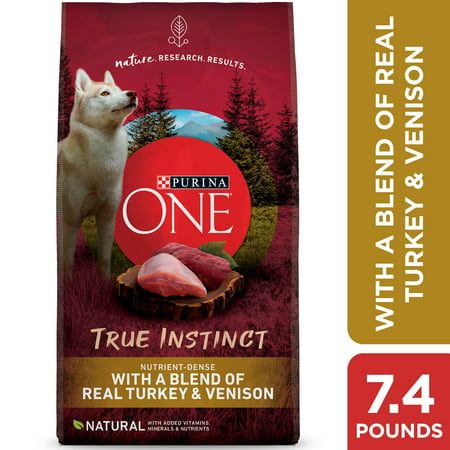 Purina ONE High Protein, Natural Dry Dog Food, True Instinct With Real Turkey & Venison, 7.4 lb. Bag, 7.4 lb., 7.4 lbs