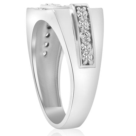 3/4ct Diamond Mens Wedding Ring 10k White Gold, White Gold, 8.5