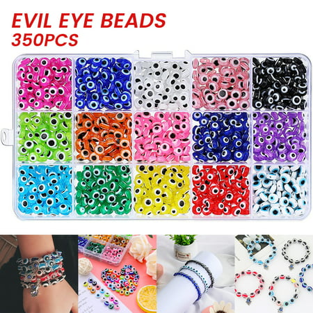 Miuline 450pcs Evil Eye Beads,6mm Flat Round Eye Bracelet Beads 15 Colors For DIY Jewelry Making, 450PCS