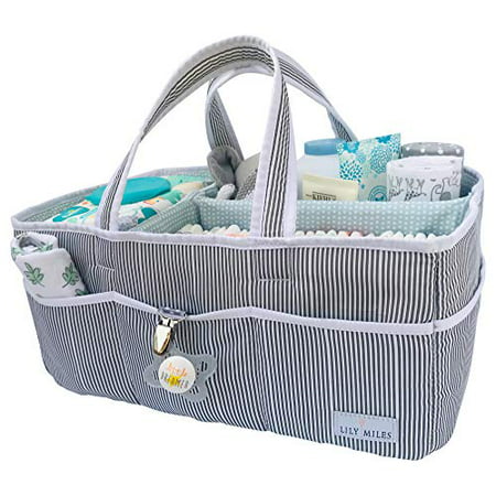 Lily Miles Baby Diaper Caddy - Large Organizer Tote Bag for Infant Boy or Girl - Baby Shower Gift - Nursery Must Haves - Regi