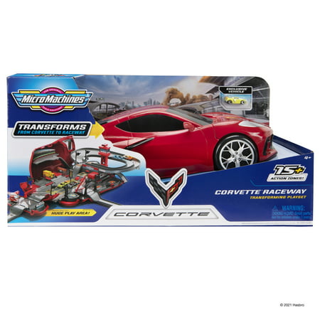 Micro Machines Corvette Raceway Transforming Corvette into Raceway Playset - Toy Cars for Kids and Collectors - Collect Them All