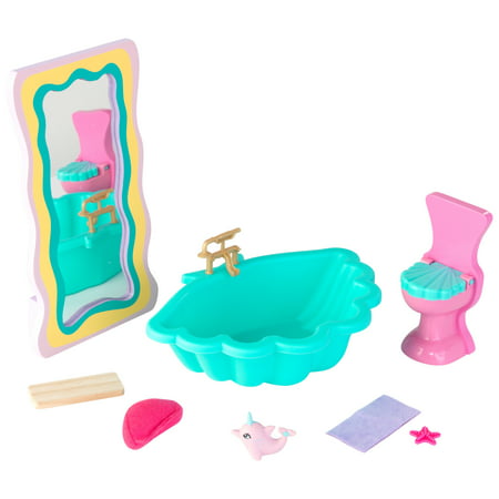 KidKraft Rainbow Dreamers Seashell Bathroom Dollhouse Furniture with 8 Pieces