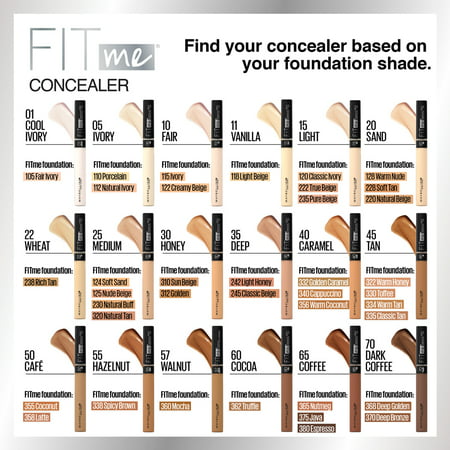 Maybelline Fit Me Liquid Concealer Makeup, Natural Coverage, Oil-Free, Deep, 0.23 fl oz35 Deep,