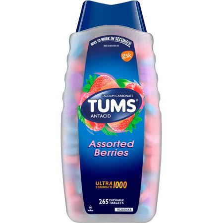 Tums Ultra Assorted Berries 265 Tablets - Maximum Strength Antacid & Calcium Supplement