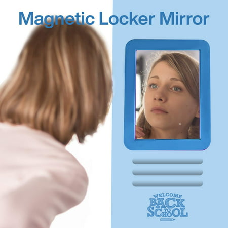 Gara Blue Easy to Mount Magnetic Selfie Mirror for Work, School, Gym Lockers | 1 Pack, Blue