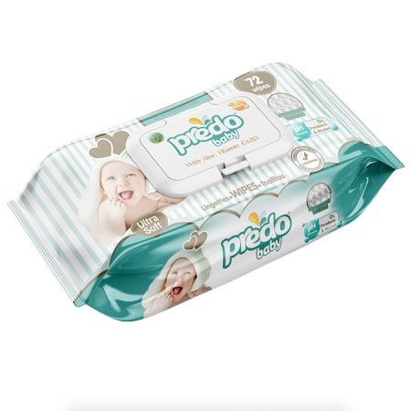 Predo Baby Wipes, 6 Packs, 432 Wipes, Aloe, Vitamin E and Vitamin B5