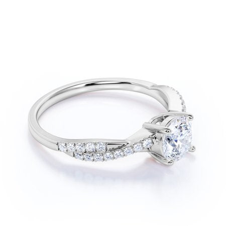 1 Carat infinity Round cut Moissanite Engagement Ring in 18k White Gold Over SilverWhite,