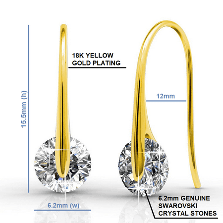 Cate & Chloe McKayla Wonderous 18k Yellow Gold Earrings with Swarovski Crystals, Drop Dangle Earrings, Best Silver Earrings for Women, Special Occasion Jewelry - MSRP $126Yellow Gold,