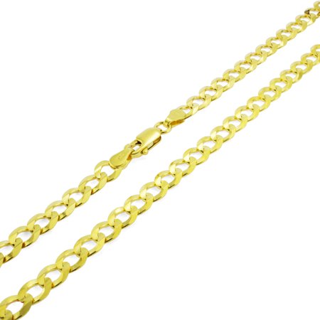 Nuragold 14k Yellow Gold 5mm Solid Cuban Curb Link Chain Pendant Necklace, Mens Womens with Lobster Clasp 16" - 30"